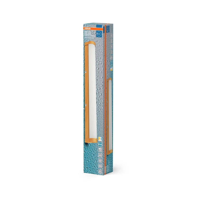 OSRAM ORBIS Tube miroir de salle de bain applique murale verre givré 12W 60cm décor bois
