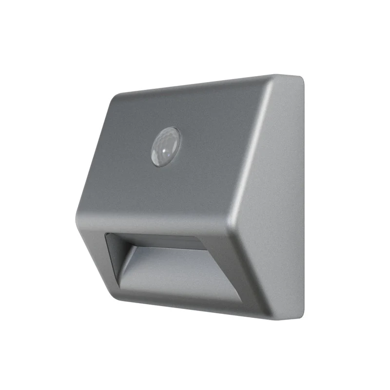 OSRAM LED NIGHTLUX Lampe d'escalier à piles, capteur de mouvement, capteur jour-nuit, blanc froid, 28,0 mm x 84,0 mm x 73,0 mm, gris