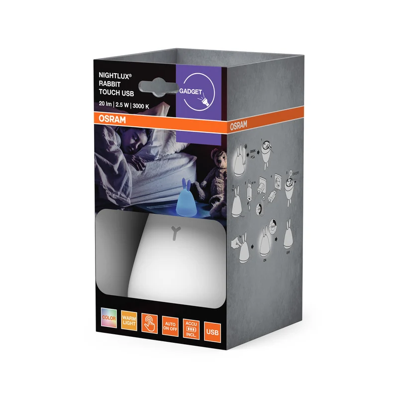 OSRAM NIGHTLUX TOUCH Lapin USB RGBW multicolore lampe de nuit LED alimentée par batterie 0,50W