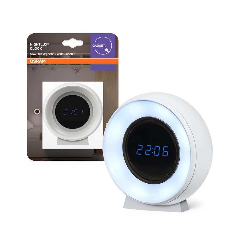 OSRAM NIGHTLUX Horloge numérique & veilleuse, blanc, 0,3W, 5lm