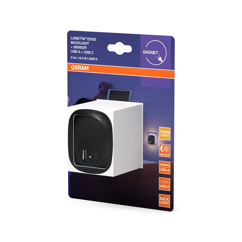 OSRAM LUNETTA EDGE veilleuse prise, 0,35W, 10lm, noir