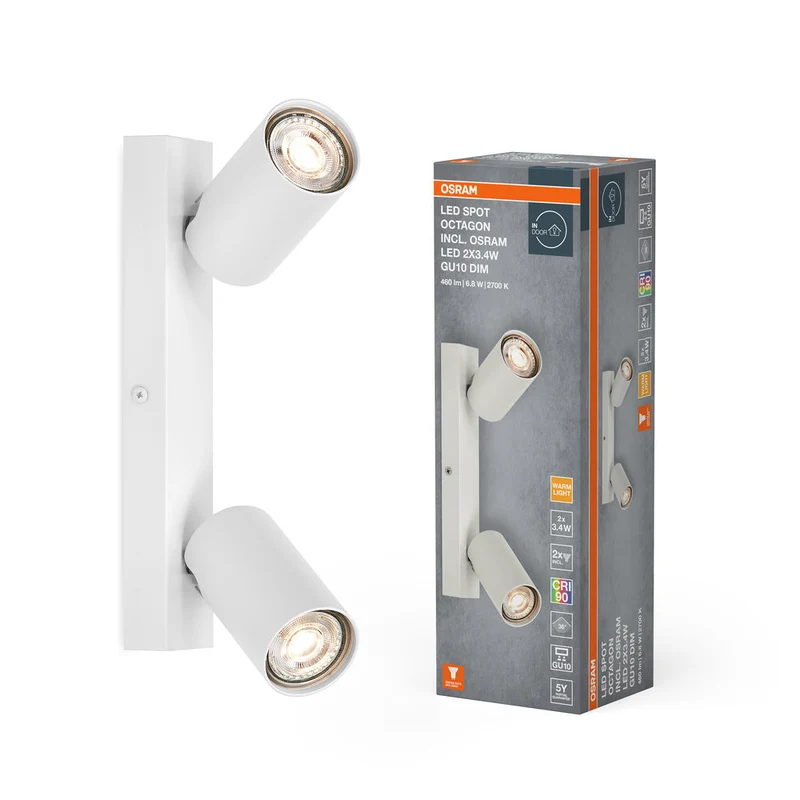 OSRAM LED SPOT OCTAGON Plafonnier 2 x 3,4W, GU10, 460lm, blanc