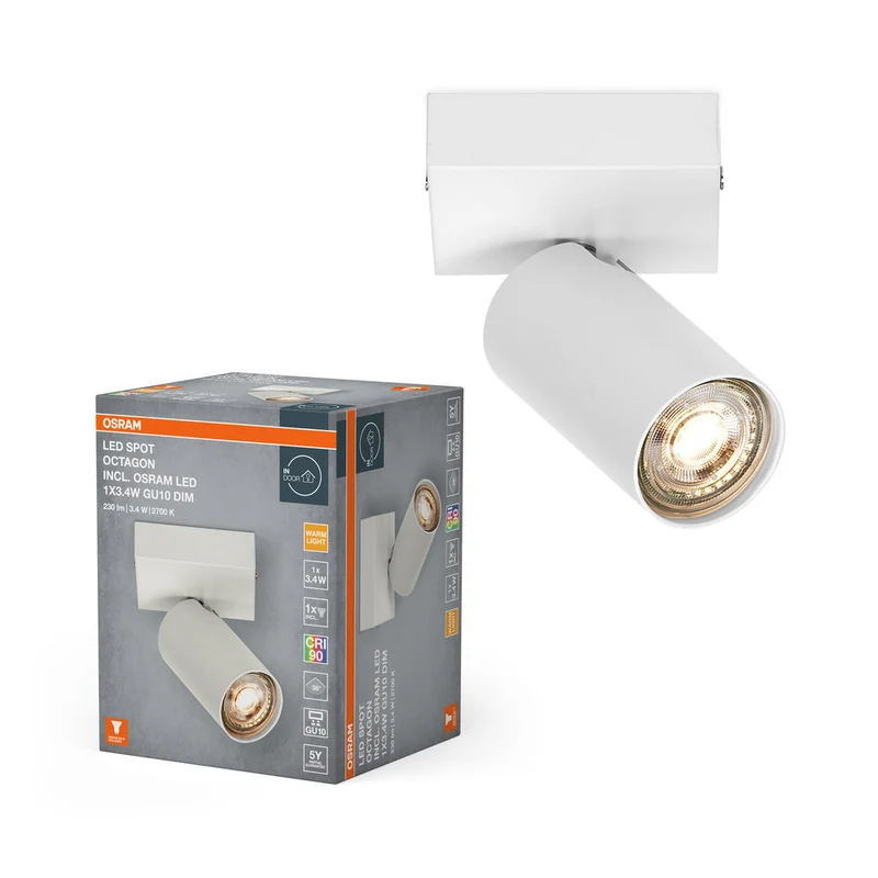 OSRAM LED SPOT OCTAGON Plafonnier / Applique murale 3,4W, GU10, 230lm, blanc