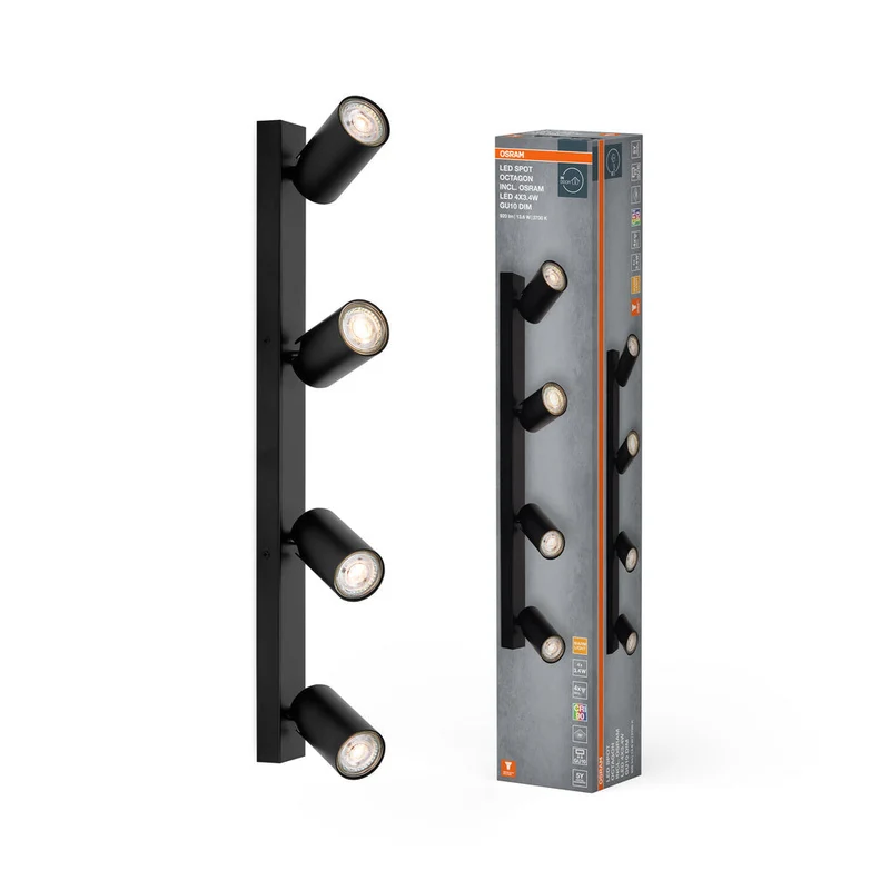 OSRAM LED SPOT OCTAGON Plafonnier 4 x 3,4W, GU10, 920lm, noir