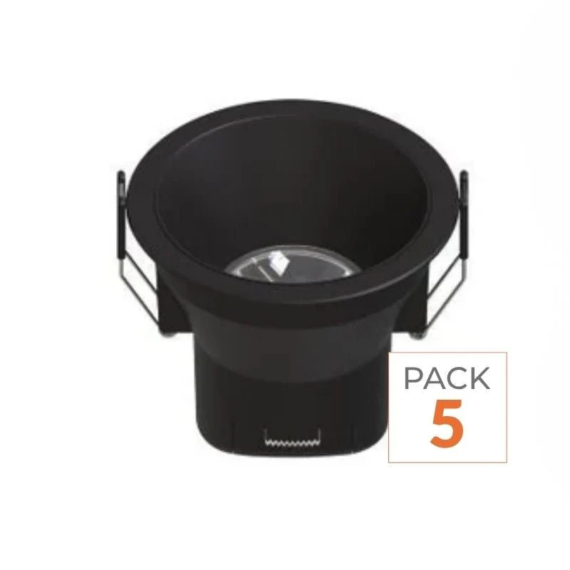 Spot LED Encastrable 9W IP44 Dimmable Noir CCT Ø85mm - 2700K/4000K - Pack de 5
