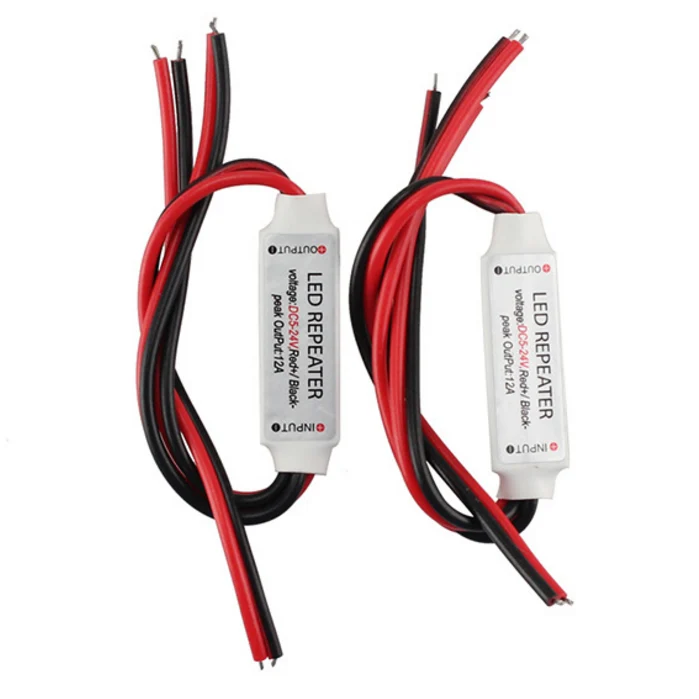 Mini Amplifier 2 Channel for 5V 12V or 24V for Single Color LED Flexible Strip Lights