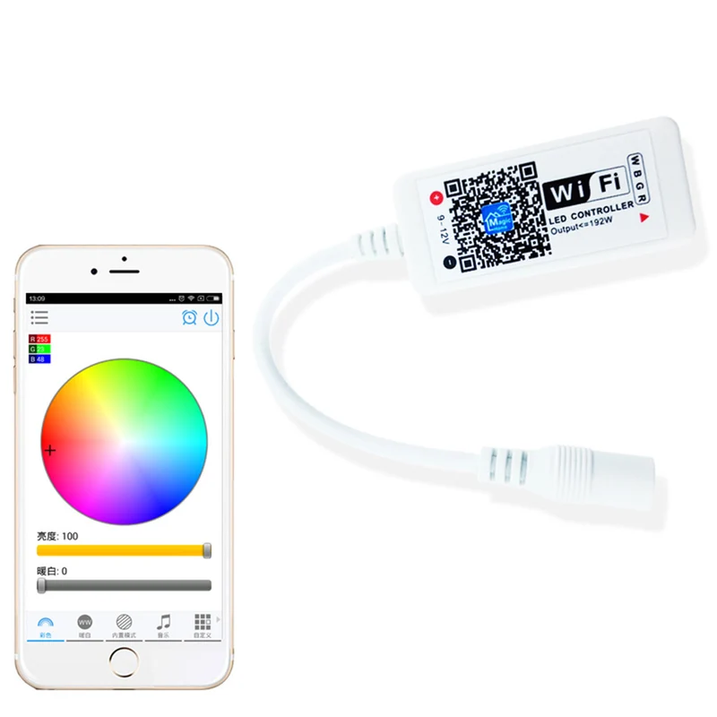 Wireless WiFi Smart Phone APP LED Controller or with 24Key IR Remote Controller for RGBW/RGBWW LED Flexible Strip Lights