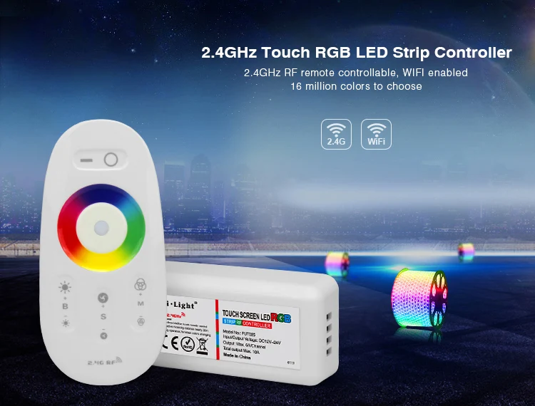12V-24V DC 2.4G RF Wireless RGB LED Controller for RGB LED Strips with Touch Color Ring Remote