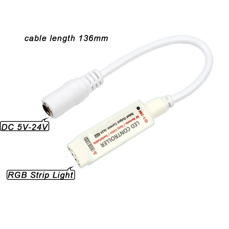 RF Wireless Mini LED Controller with 10-key Remote 5V-24V 12A / 3 Channels for RGB/GRB LED Strip SMD5050 SMD3528 Color Changing
