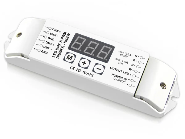 BC-834 DC 12V-24V Constant Voltage Multi-function 4CH DMX512 Decoder for RGBW & RGBWW LED Lights