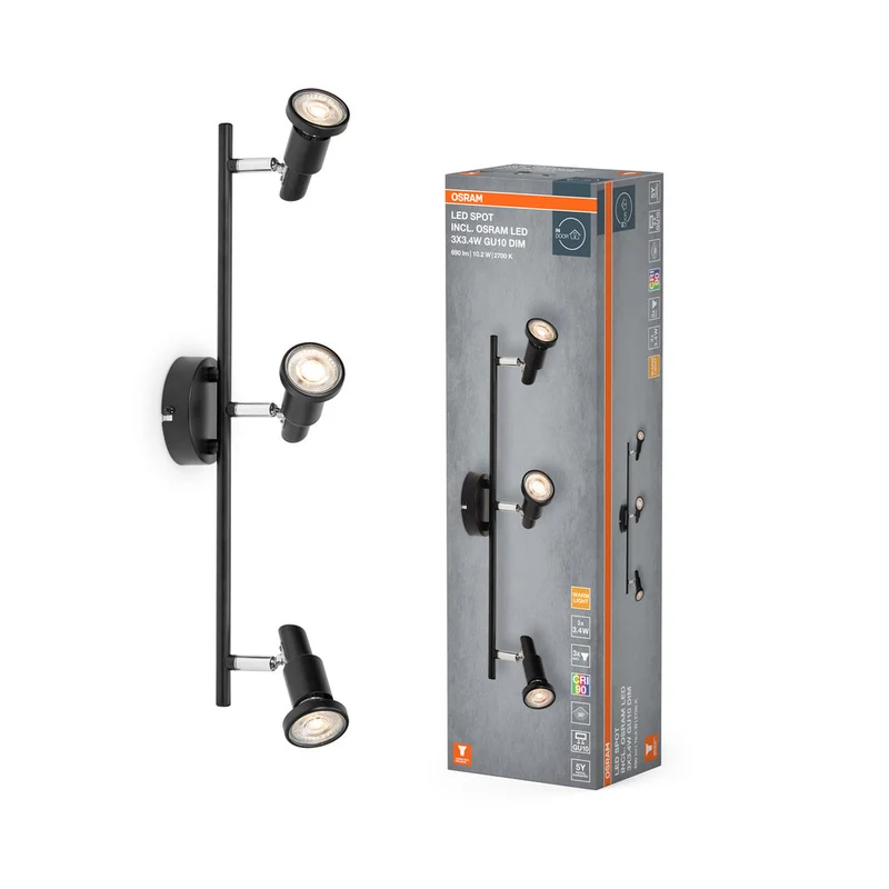OSRAM LED SPOT GU10 Plafonnier 3 x 3,4W, 690lm, noir