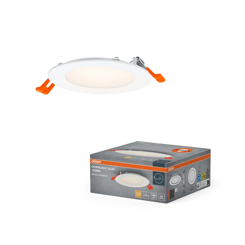 OSRAM ENCASTRÉ SLIM DOWNLIGHT LED Plafonnier, Ø 120mm, 220…240V 8W / 3000K Blanc chaud