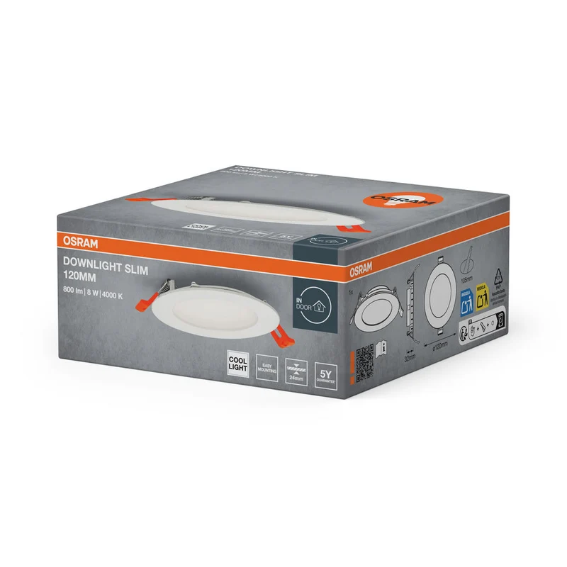 OSRAM ENCASTRÉ SLIM DOWNLIGHT LED Plafonnier, Ø 120mm, 220…240V 8W / 4000K Blanc froid