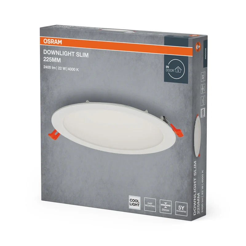 OSRAM ENCASTRÉ SLIM DOWNLIGHT LED Plafonnier, Ø 225mm, 220…240V 22W / 4000K Blanc froid