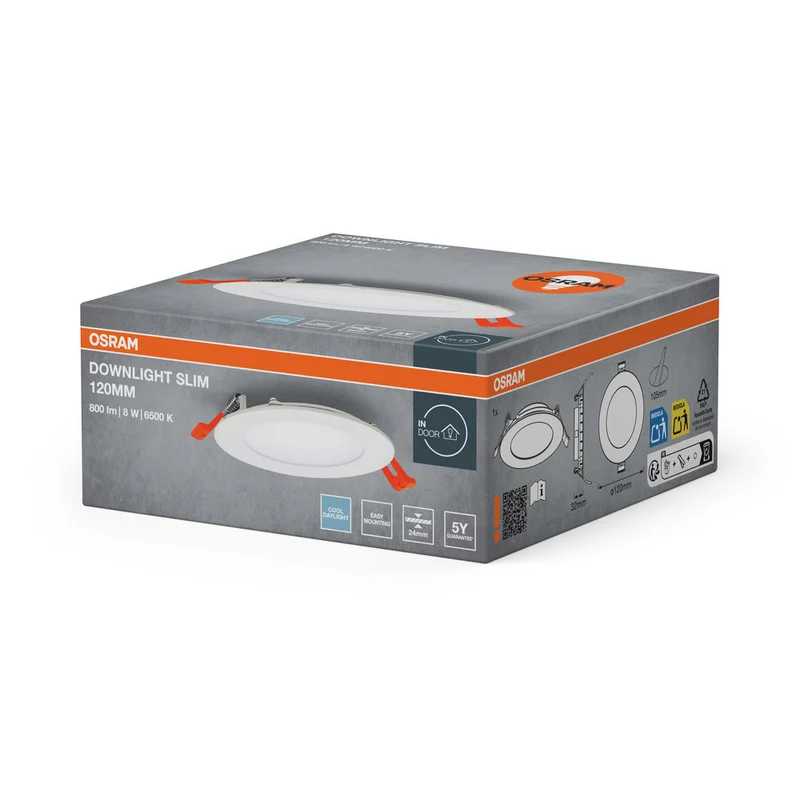 OSRAM ENCASTRÉ SLIM DOWNLIGHT LED Plafonnier, Ø 120mm, 220…240V 8W / 6500K Blanc froid