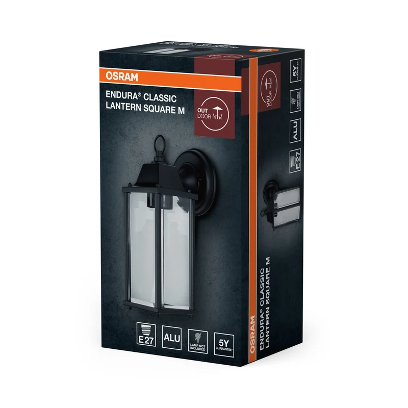 OSRAM LED Applique murale et plafonnier, luminaire pour applications extérieures, culot E27, Endura Classic Lantern SQ
