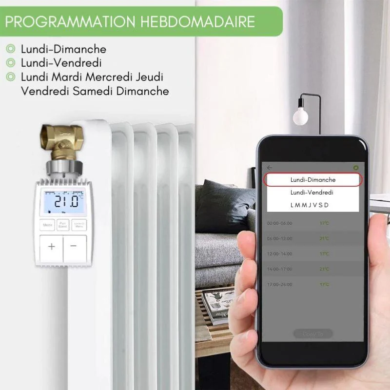 Tête Thermostatique Connectée ZigBee Universelle avec Ecran LCD (Lot de 4)