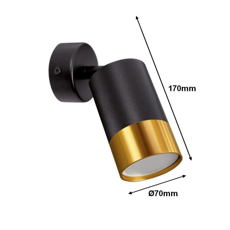 Spot en saillie Orientable NOIR et OR pour Ampoule GU10
