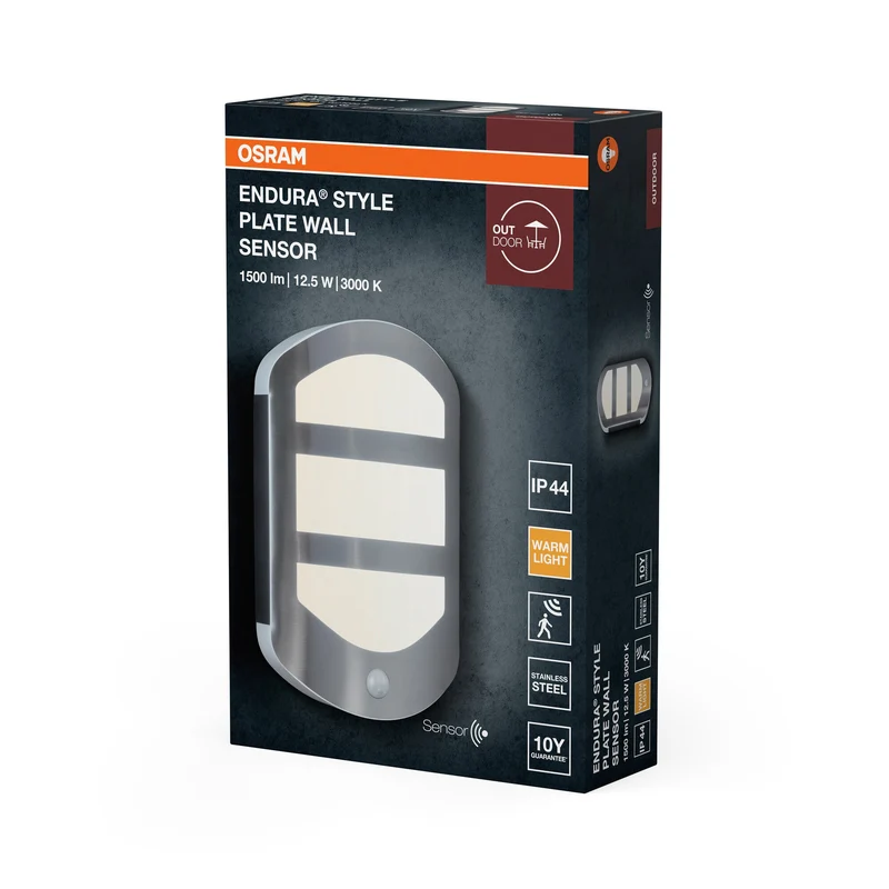 OSRAM ENDURA® Style Plaque LED Applique murale avec capteur 12,5W / 3000K Blanc chaud