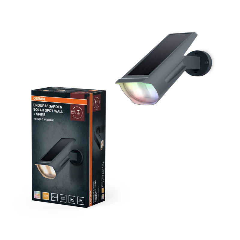 OSRAM lampe de jardin solaire LED : pour mur/sol, ENDURA GARDEN SPOT / 0,50 W, 3.6 V, blanc chaud, 3000 K, IP44
