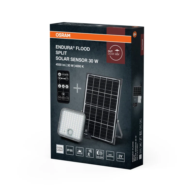 OSRAM LED-lampe solaire extérieure Endura, noir, 30W, 4500lm