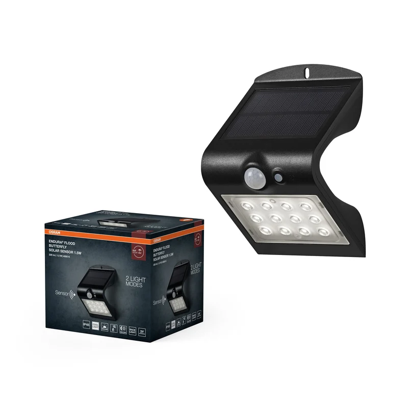 OSRAM ENDURA projecteur à capteur solaire, noir, 1,5W, 200lm