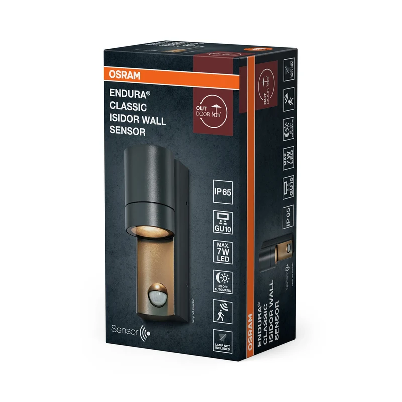 OSRAM ENDURA CLASSIC ISIDOR W Capteur Applique murale extérieure, gris foncé
