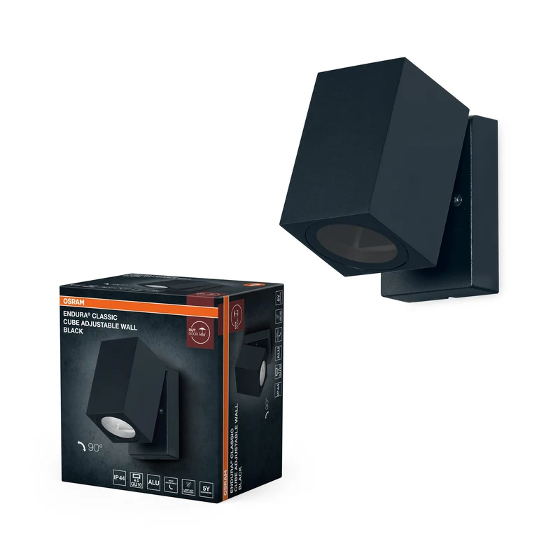 OSRAM ENDURA Classic Cube Applique murale extérieure, noire GU10