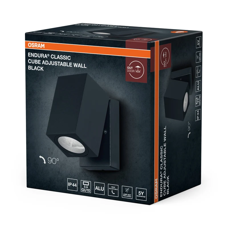 OSRAM ENDURA Classic Cube Applique murale extérieure, noire GU10
