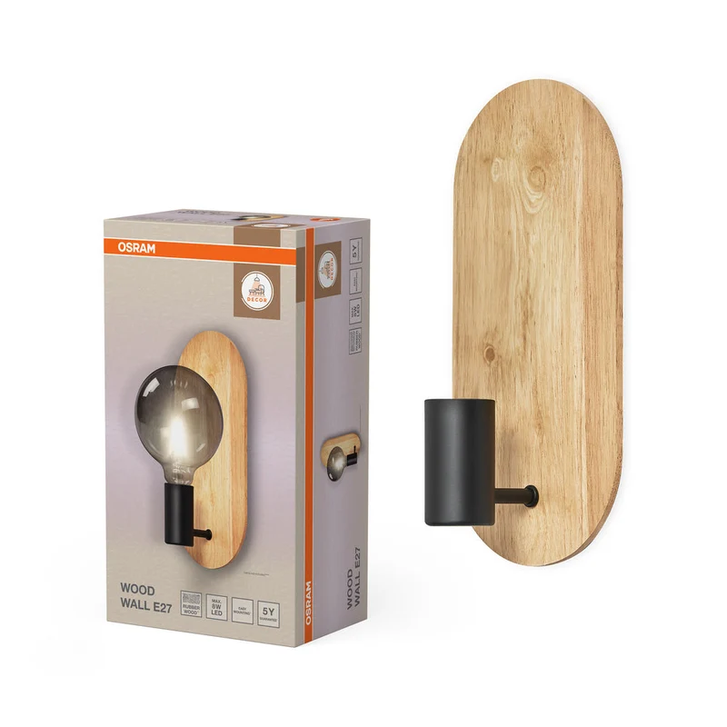 OSRAM DECOR Applique murale en bois, noir/bois, E27