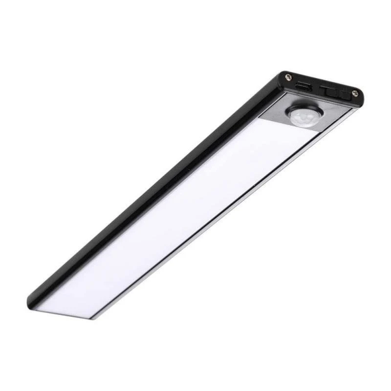 Réglette LED Rechargeable USB 40cm 2W Noire avec Détecteur de mouvement