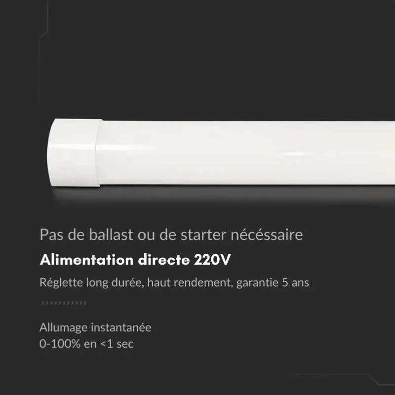 Réglette LED 120cm 30W Haut Rendement 155lm/W Garantie 5 ans