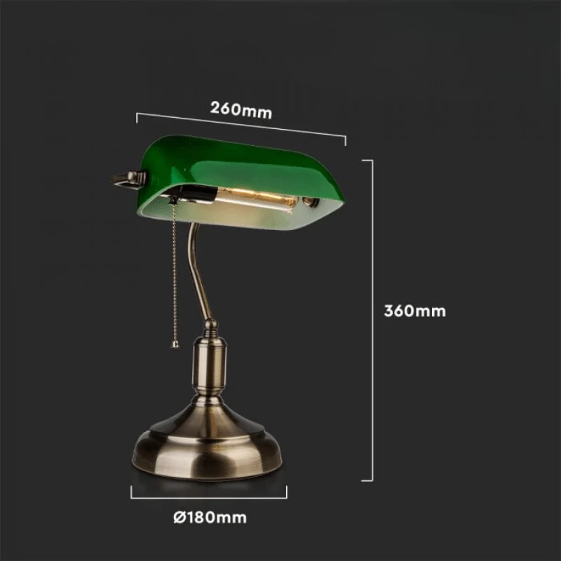 Lampe de Banquier Verte avec Interrupteur pour Ampoule E27 Garantie 5 ans