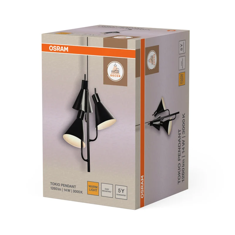 OSRAM DECOR Suspension Tokio, noir, 14W, 1260lm