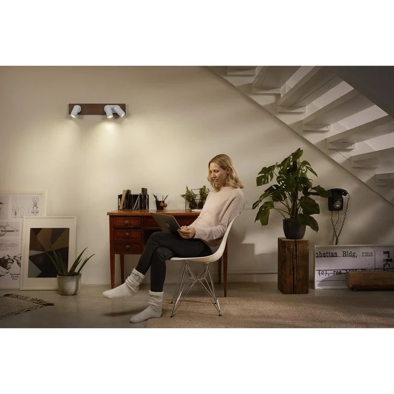 OSRAM DECOR SPOT MERCURY Plafonnier, 3 x 3,4W, aspect bois, blanc