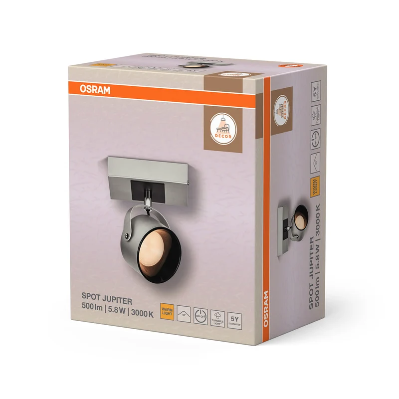OSRAM DECOR SPOT JUPITER Applique murale, 5,8W, 185lm, argenté