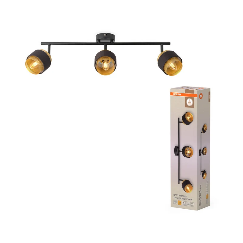 OSRAM DECOR Spot Hornet Plafonnier 3X2.8W, E14, 250lm, 2700K, Noir
