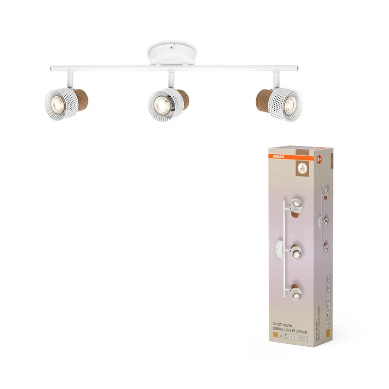 OSRAM DECOR SPOT CORK Plafonnier, 3 x 3,4W, 690lm, blanc