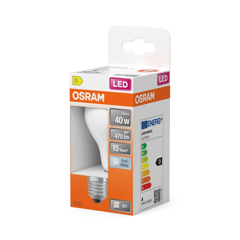 OSRAM Rétrofit Classique LED Lampe mate (ex 40W) 4W / 4000K Blanc froid E27