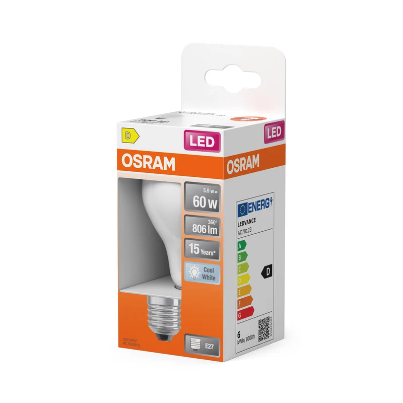 OSRAM Rétrofit Classic A LED Lampe mate (ex 60W) 6,5W / 4000K Blanc froid E27