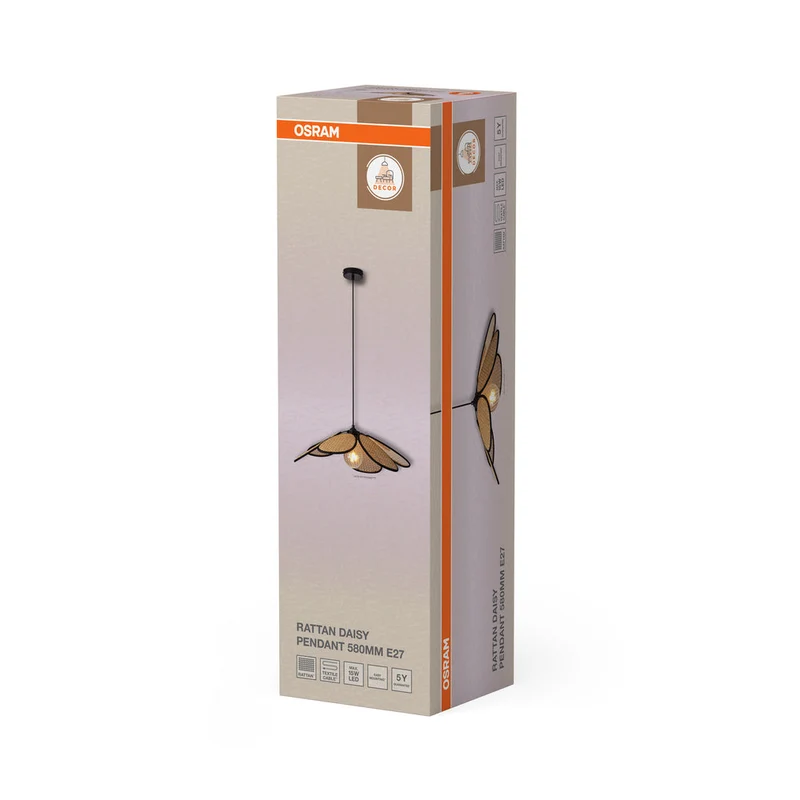 OSRAM DECOR Rattan Daisy Suspension E27 Marron