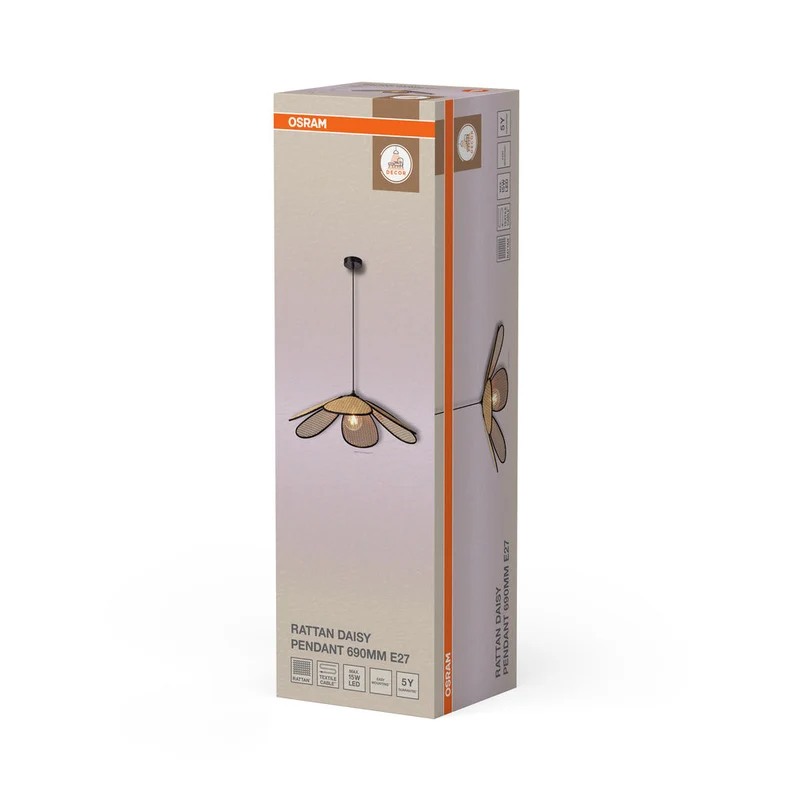 OSRAM DECOR Rattan Daisy Suspension E27 Marron