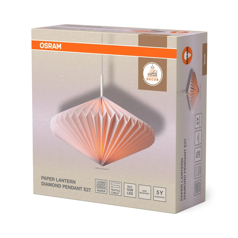 OSRAM DECOR Paper Lantern Diamond Suspension E27 Blanc