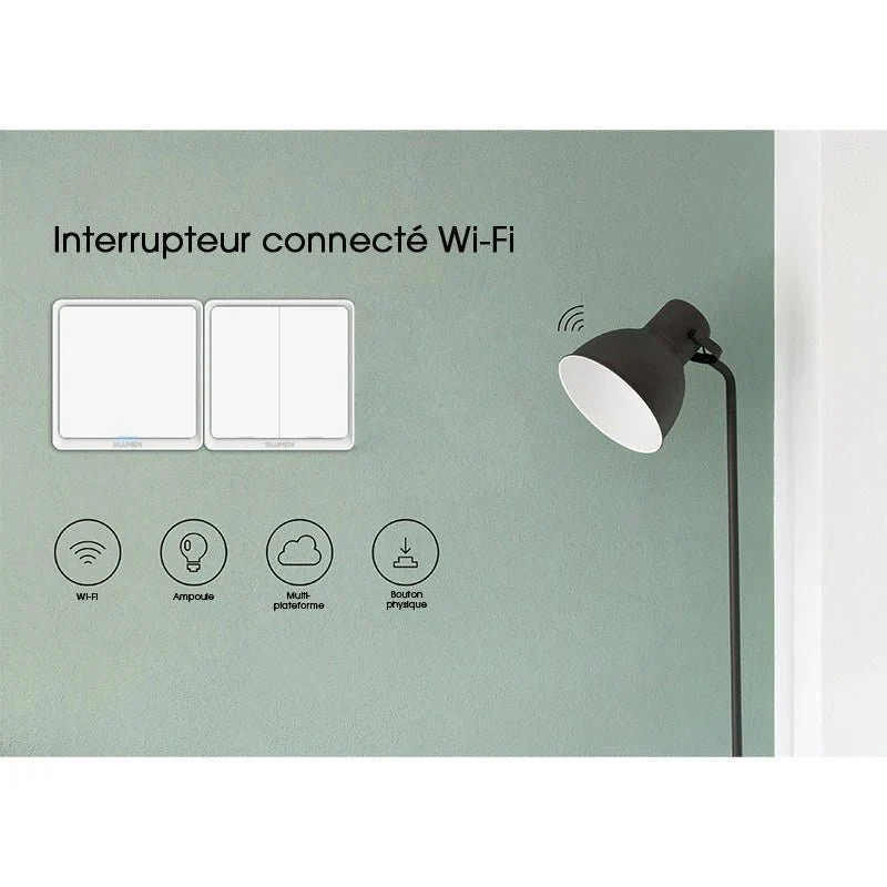 Interrupteur Connecté WiFi Double Poussoir Blanc