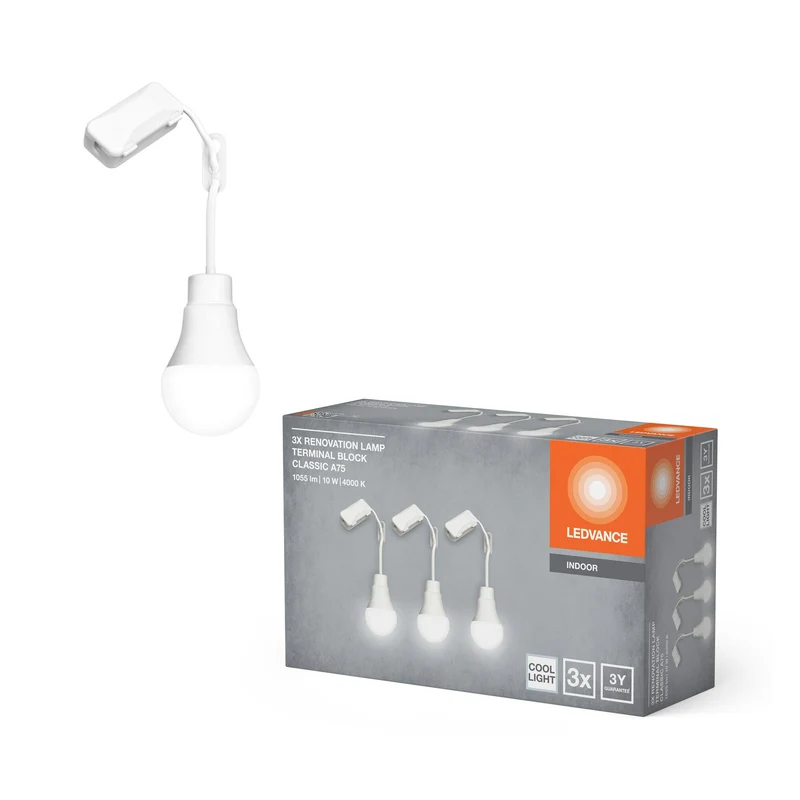 LEDVANCE LAMPES DE RÉNOVATION avec borne de connexion, 10W, 4000K, 1055lm, pack de 3
