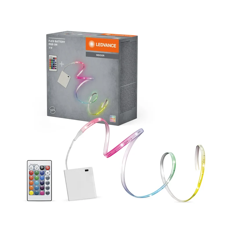 LEDVANCE FLEX BATTERIE avec capteur et télécommande, RVB, 5m