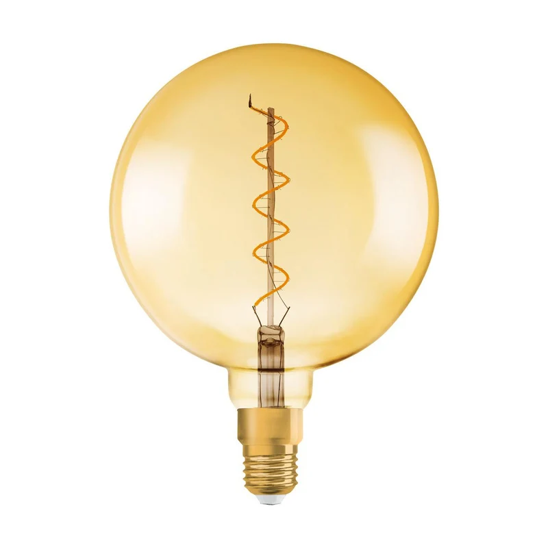 Lampe LED OSRAM VINTAGE 1906® LED CLASSIC Globe Dimmable 4W 820 Gold E27 Douille Argent, 300 lm, 2000 K, Lumière Chaude et Confortable