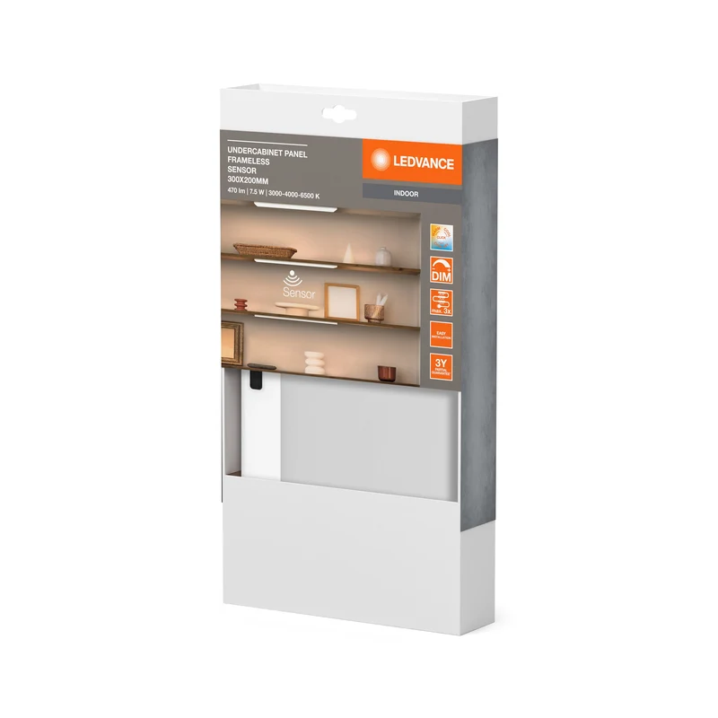 LEDVANCE UNDERCABINET PANEL FRAMELESS éclairage sous meuble 30x20cm CCT DIM Blanc, 450 lm, 3000 K / 4000 K / 6500 K