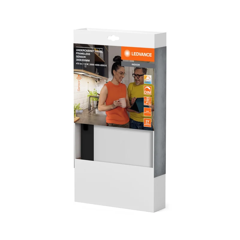 LEDVANCE UNDERCABINET PANEL FRAMELESS éclairage sous meuble 30x20cm CCT DIM Noir, 450 lm, 3000 K / 4000 K / 6500 K