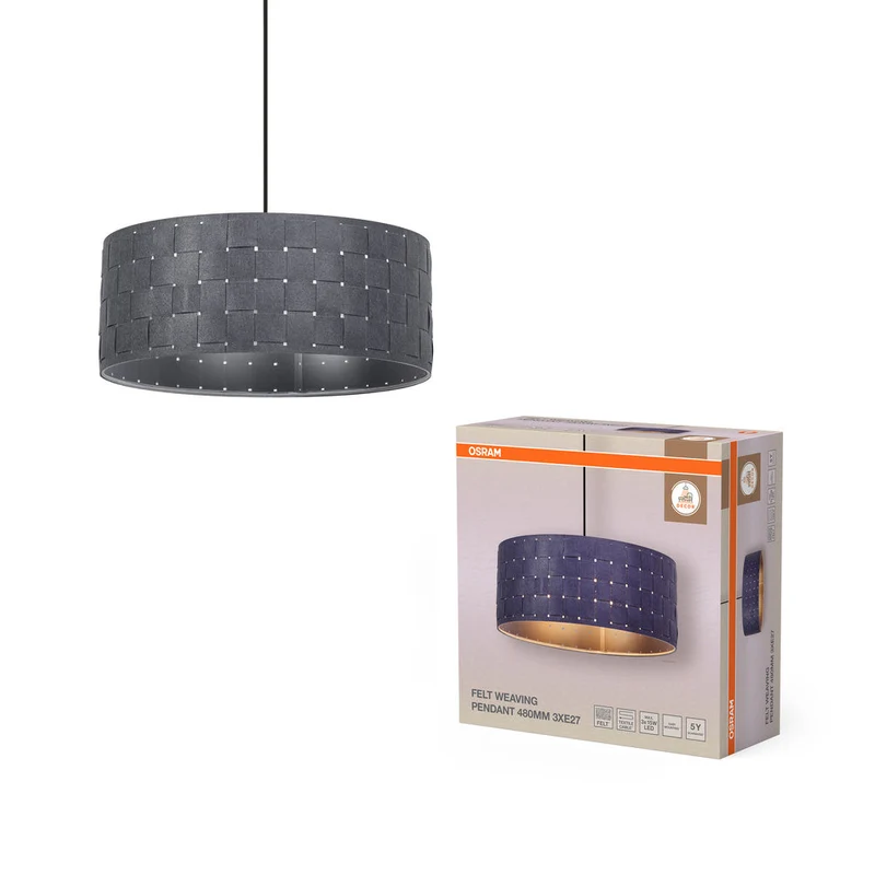 OSRAM DECOR Suspension Décor Tissage en feutre gris foncé, 3xE27